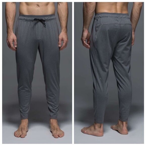 Lululemon Men's On The Mat Pull On Drawstring Active Pants Heathered Slate Gray - Picture 1 of 10